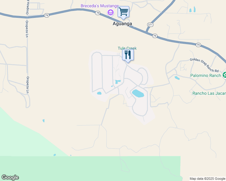 map of restaurants, bars, coffee shops, grocery stores, and more near 45525 California 79 in Aguanga