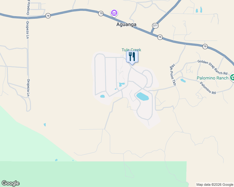 map of restaurants, bars, coffee shops, grocery stores, and more near 45525 California 79 in Aguanga