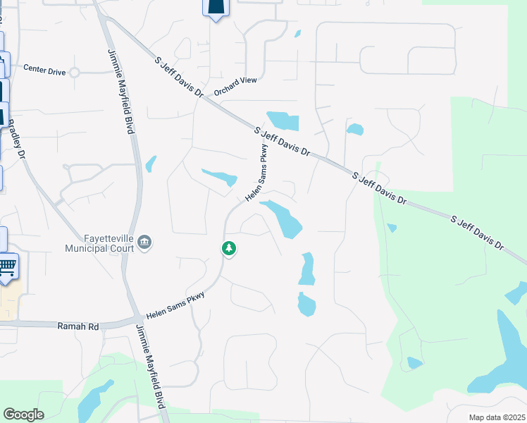 map of restaurants, bars, coffee shops, grocery stores, and more near 190 Thrushwood Drive in Fayetteville