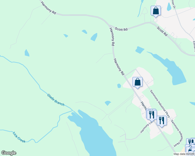 map of restaurants, bars, coffee shops, grocery stores, and more near 820 Harmony Road in Eatonton