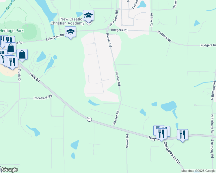 map of restaurants, bars, coffee shops, grocery stores, and more near 260 Wellington Drive in McDonough