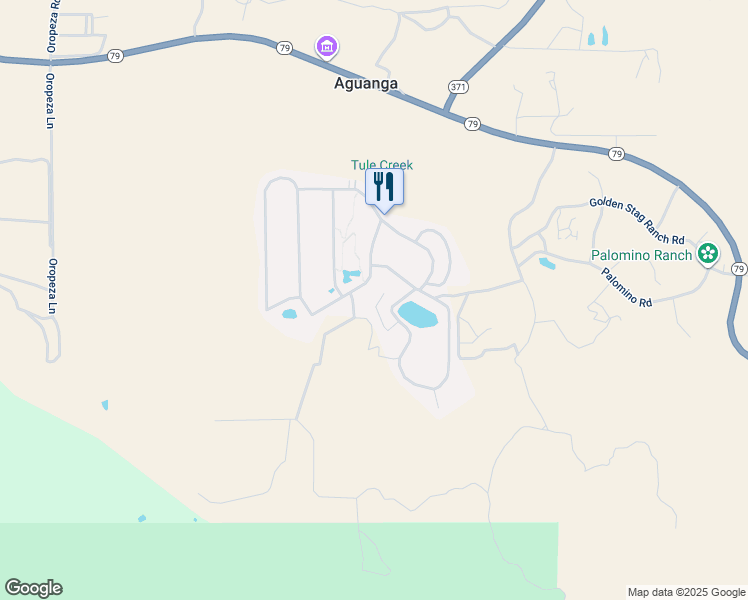 map of restaurants, bars, coffee shops, grocery stores, and more near 45525 California 79 in Aguanga