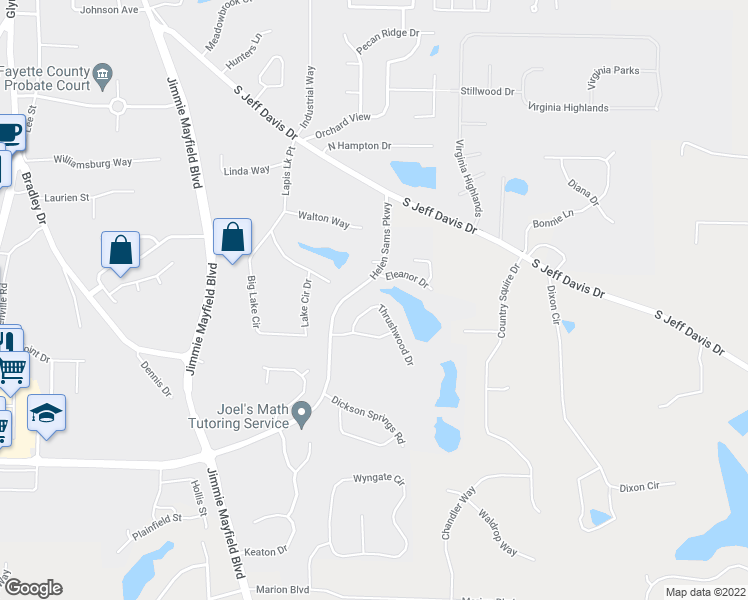 map of restaurants, bars, coffee shops, grocery stores, and more near 170 Thrushwood Drive in Fayetteville