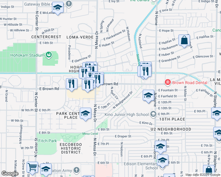 map of restaurants, bars, coffee shops, grocery stores, and more near 1064 North April Circle in Mesa