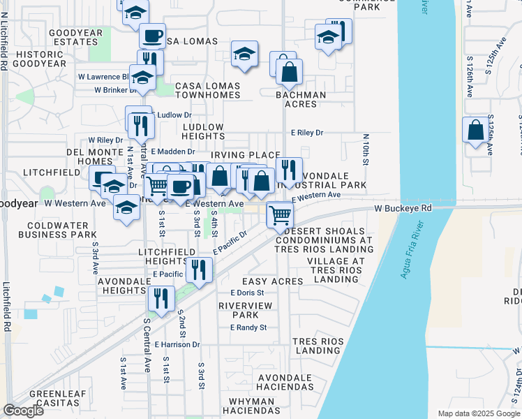 map of restaurants, bars, coffee shops, grocery stores, and more near 701 East Belmont Drive in Avondale