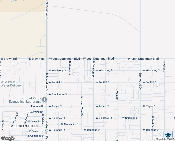 map of restaurants, bars, coffee shops, grocery stores, and more near 2200 North Delaware Drive in Apache Junction