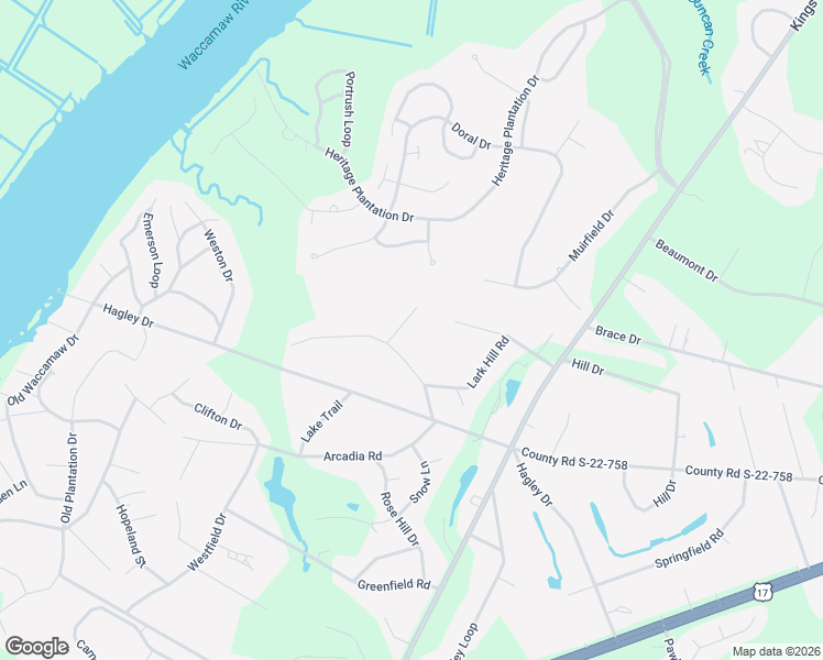 map of restaurants, bars, coffee shops, grocery stores, and more near 58 Delbrook Lane in Pawleys Island