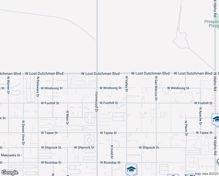 map of restaurants, bars, coffee shops, grocery stores, and more near 1428 West Windsong Street in Apache Junction