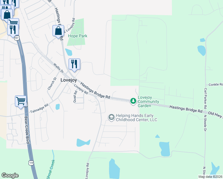 map of restaurants, bars, coffee shops, grocery stores, and more near 11850 Hastings Bridge Road in Hampton