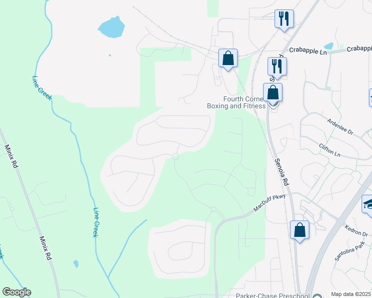 map of restaurants, bars, coffee shops, grocery stores, and more near 104 Cottonwood Circle in Peachtree City