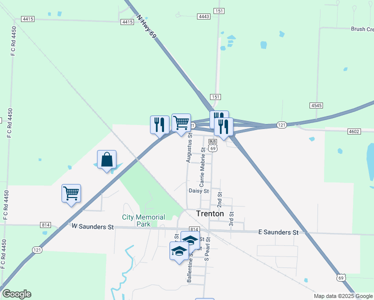 map of restaurants, bars, coffee shops, grocery stores, and more near 706 Augustus Street in Trenton