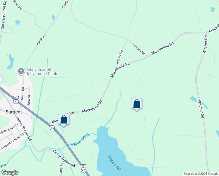 map of restaurants, bars, coffee shops, grocery stores, and more near 336 Macedonia Road in Newnan
