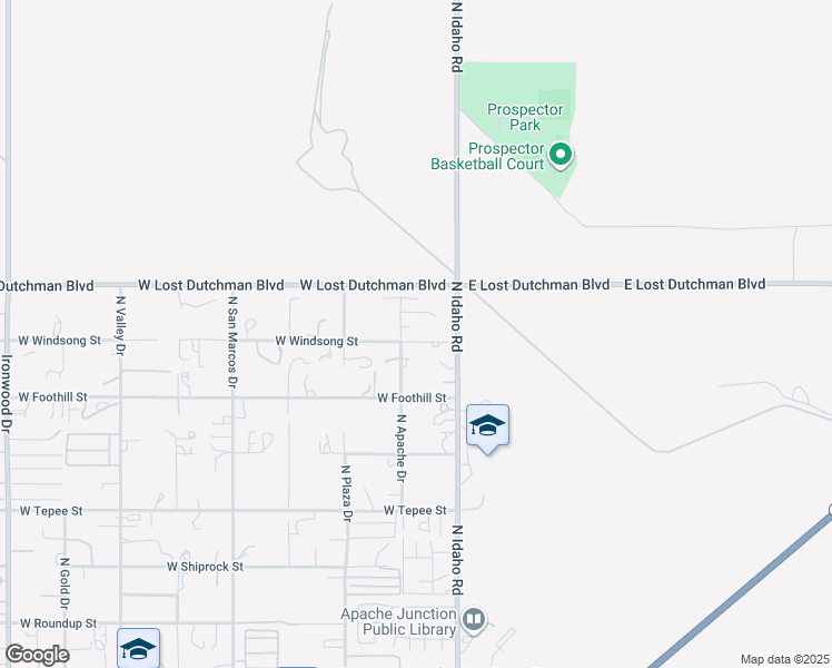 map of restaurants, bars, coffee shops, grocery stores, and more near 181 West Windsong Street in Apache Junction