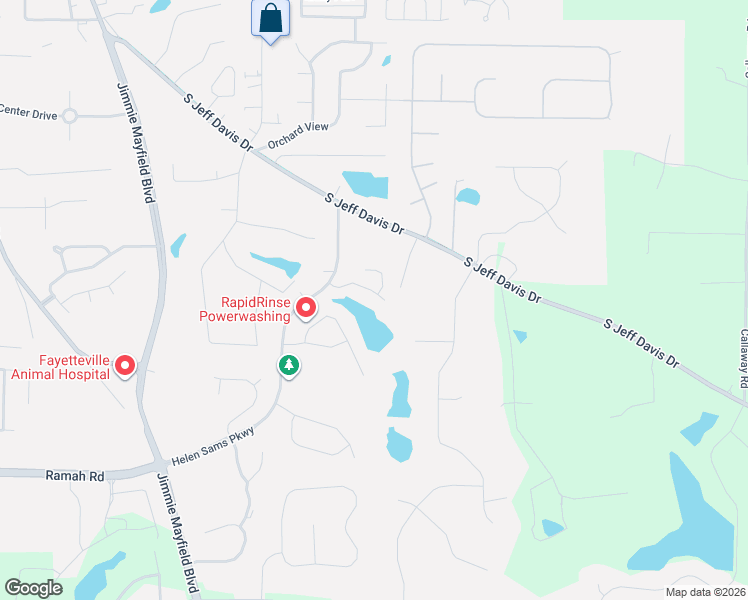 map of restaurants, bars, coffee shops, grocery stores, and more near 265 Eleanor Drive in Fayetteville