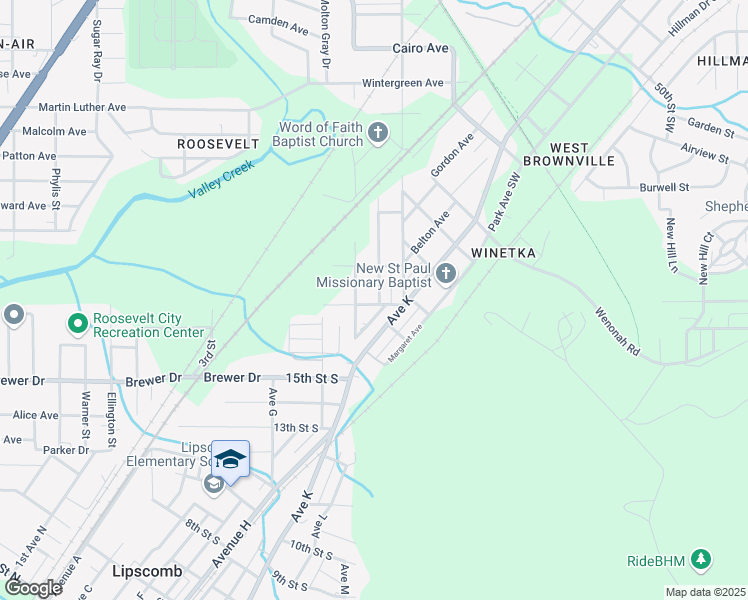 map of restaurants, bars, coffee shops, grocery stores, and more near 1723 Courtney Avenue in Bessemer