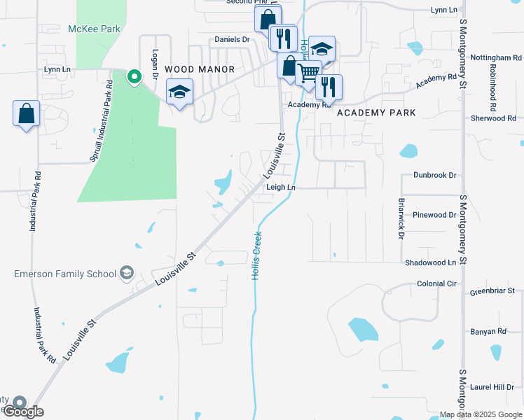 map of restaurants, bars, coffee shops, grocery stores, and more near 1315 Louisville Street in Starkville