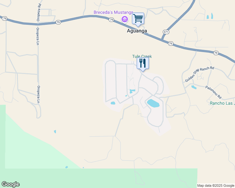 map of restaurants, bars, coffee shops, grocery stores, and more near 45525 California 79 in Aguanga