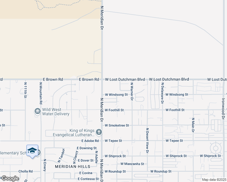 map of restaurants, bars, coffee shops, grocery stores, and more near 3024 West Windsong Street in Apache Junction