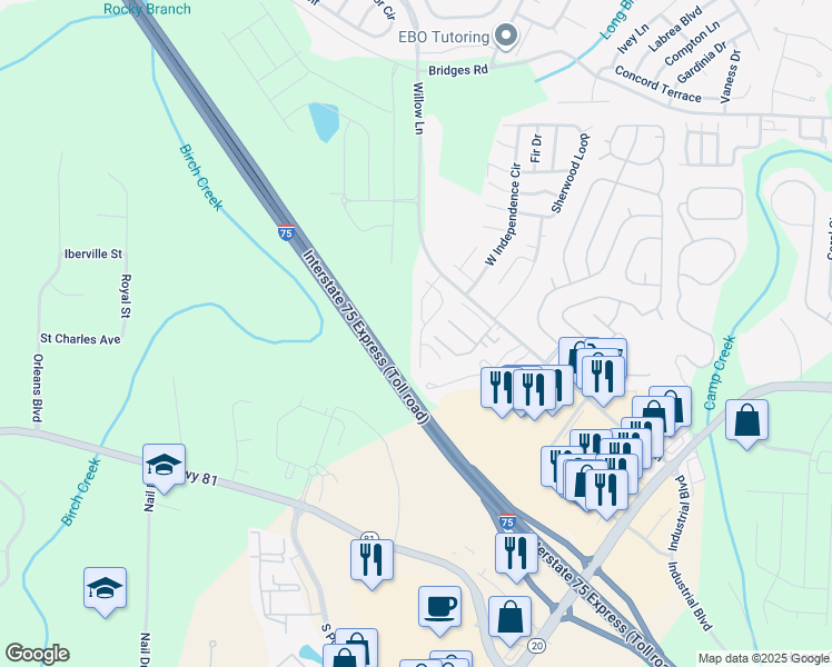 map of restaurants, bars, coffee shops, grocery stores, and more near 405 Ashton Circle in McDonough