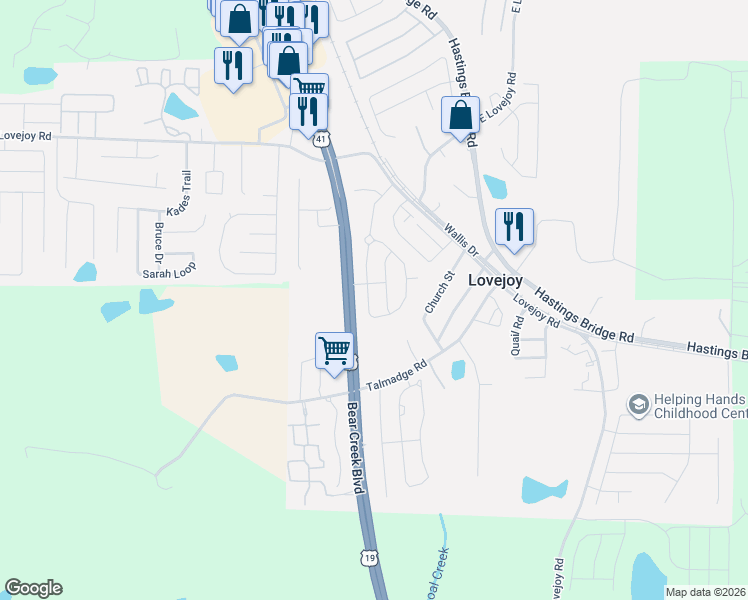 map of restaurants, bars, coffee shops, grocery stores, and more near 11719 Brightside Parkway in Hampton
