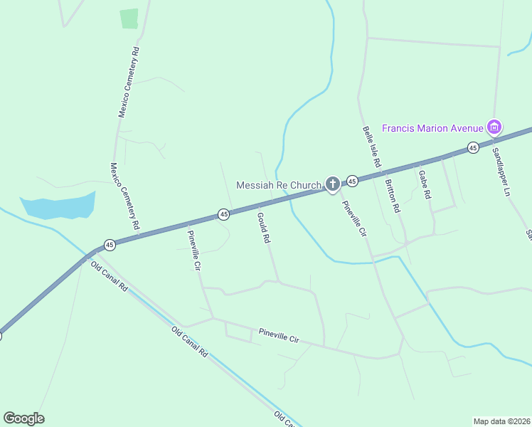 map of restaurants, bars, coffee shops, grocery stores, and more near 110 Gould Road in Pineville