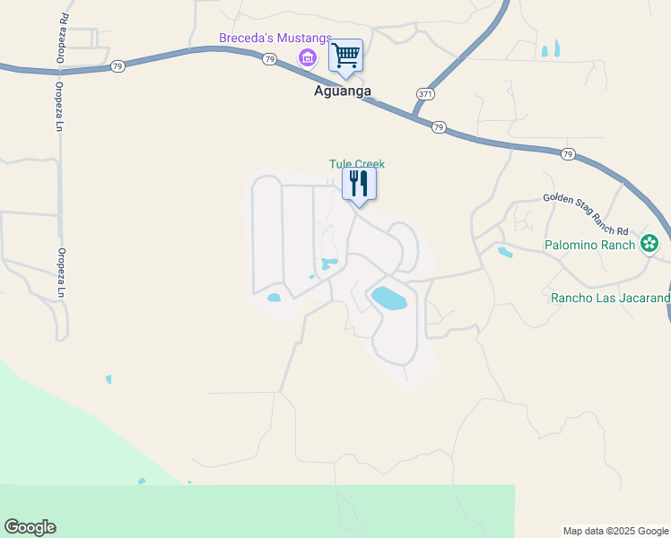 map of restaurants, bars, coffee shops, grocery stores, and more near 45525 California 79 in Aguanga