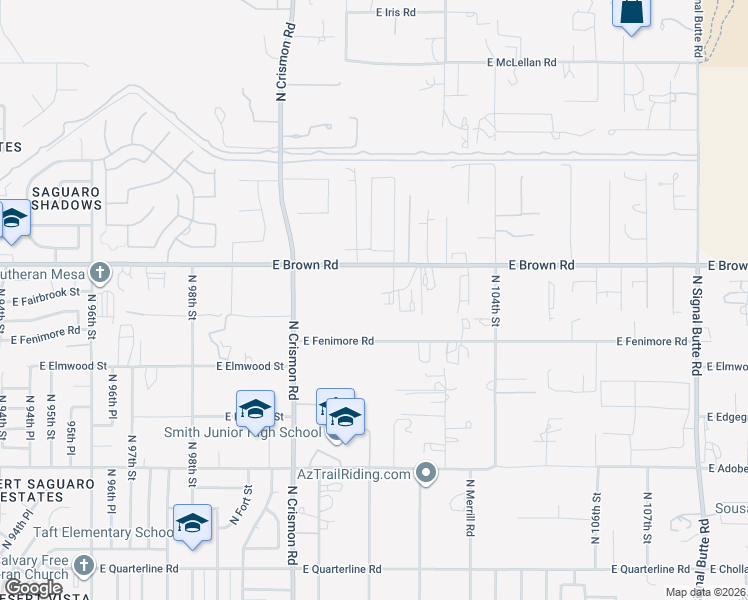 map of restaurants, bars, coffee shops, grocery stores, and more near 1118 North 102nd Street in Mesa