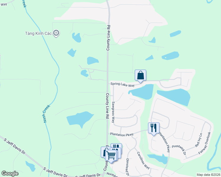 map of restaurants, bars, coffee shops, grocery stores, and more near 364 Sawgrass Way in Fayetteville