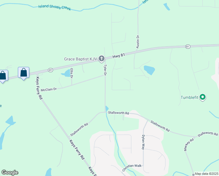 map of restaurants, bars, coffee shops, grocery stores, and more near 128 Buddy Boulevard in McDonough