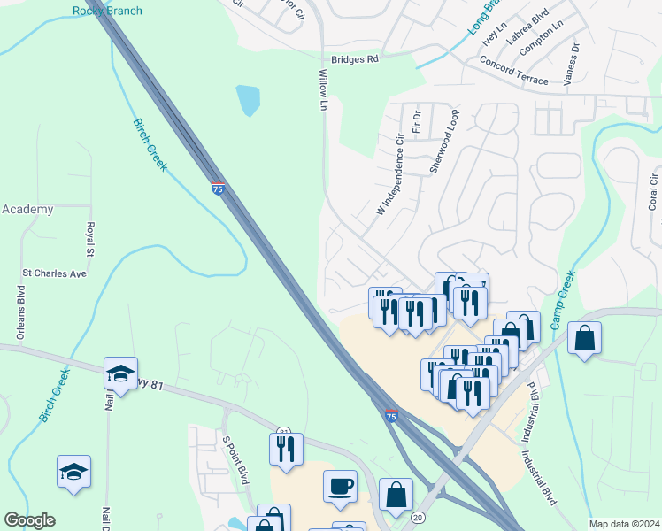 map of restaurants, bars, coffee shops, grocery stores, and more near 322 Ashton Place in McDonough