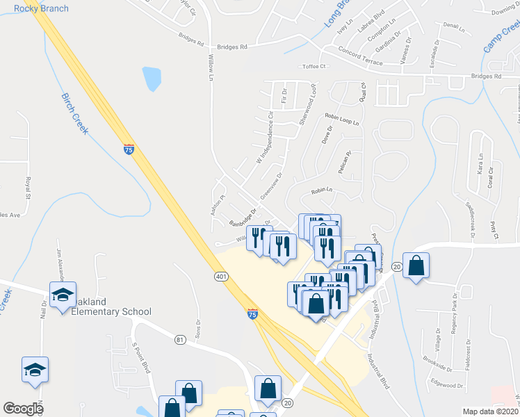 map of restaurants, bars, coffee shops, grocery stores, and more near 901 Willow Chase Drive in McDonough