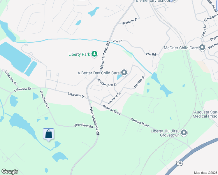 map of restaurants, bars, coffee shops, grocery stores, and more near 107 Tyler Street in Grovetown