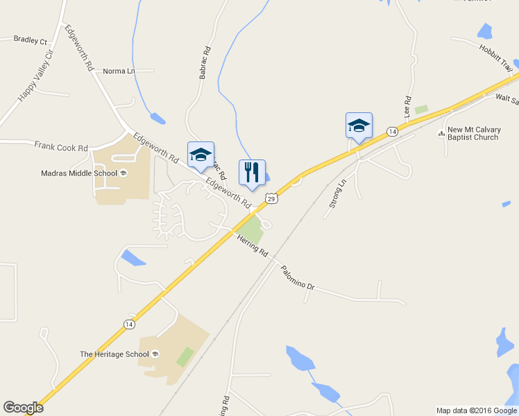 map of restaurants, bars, coffee shops, grocery stores, and more near Highway 14 in Newnan
