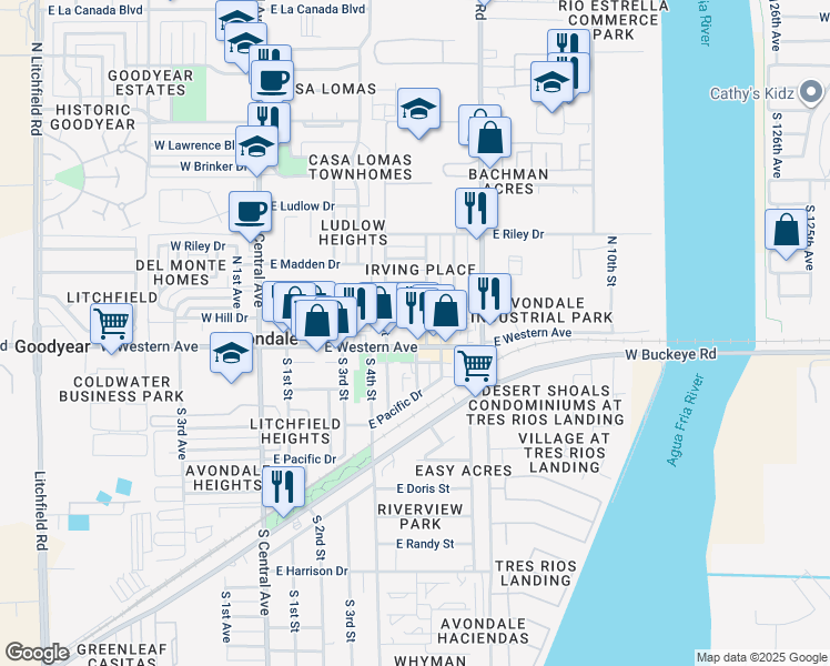 map of restaurants, bars, coffee shops, grocery stores, and more near 517 East Hill Drive in Avondale