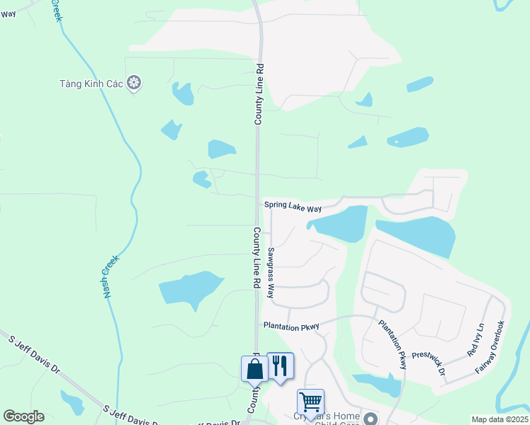 map of restaurants, bars, coffee shops, grocery stores, and more near 11600 Spring Lake Way in Fayetteville