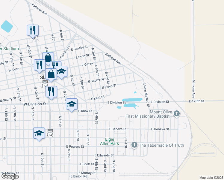 map of restaurants, bars, coffee shops, grocery stores, and more near 701-747 E Floyd St in Slaton