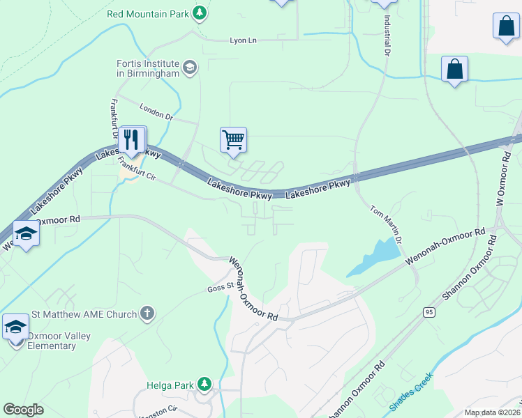 map of restaurants, bars, coffee shops, grocery stores, and more near 301 Lakeshore Ridge in Birmingham
