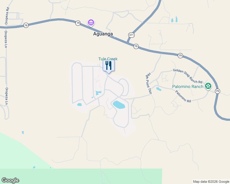 map of restaurants, bars, coffee shops, grocery stores, and more near 45525 California 79 in Aguanga