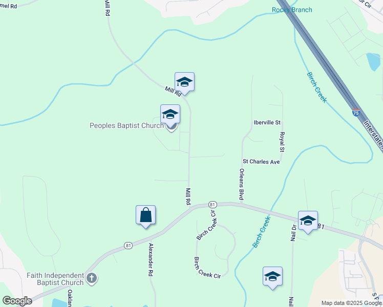 map of restaurants, bars, coffee shops, grocery stores, and more near 956 Mill Road in McDonough