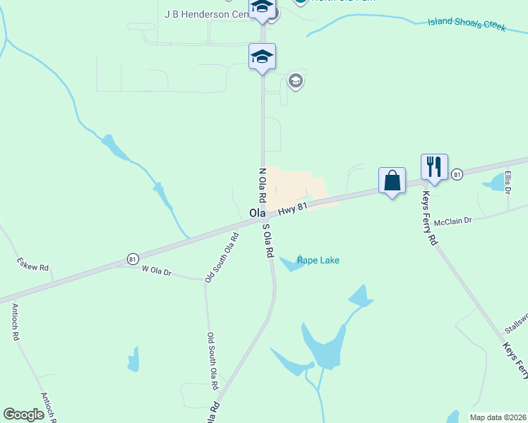 map of restaurants, bars, coffee shops, grocery stores, and more near in Ola