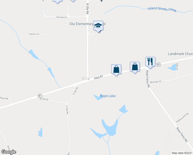 map of restaurants, bars, coffee shops, grocery stores, and more near 3437 Highway 81 in McDonough
