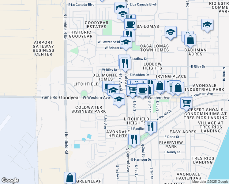 map of restaurants, bars, coffee shops, grocery stores, and more near 116 West Hill Drive in Avondale