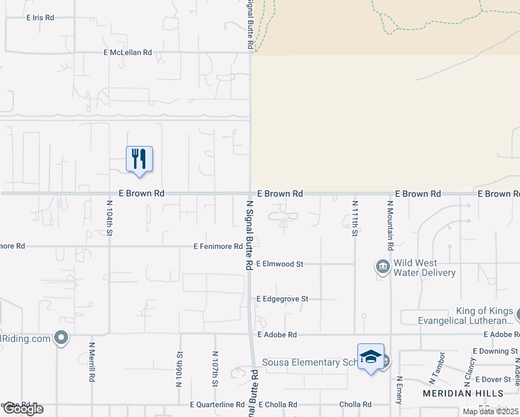 map of restaurants, bars, coffee shops, grocery stores, and more near 1135 North Signal Butte Road in Mesa