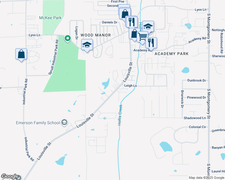 map of restaurants, bars, coffee shops, grocery stores, and more near 1406 Louisville Street in Starkville
