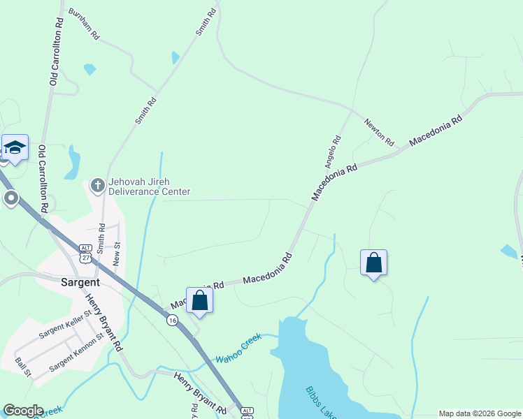 map of restaurants, bars, coffee shops, grocery stores, and more near 31 Ridgeview Drive in Newnan