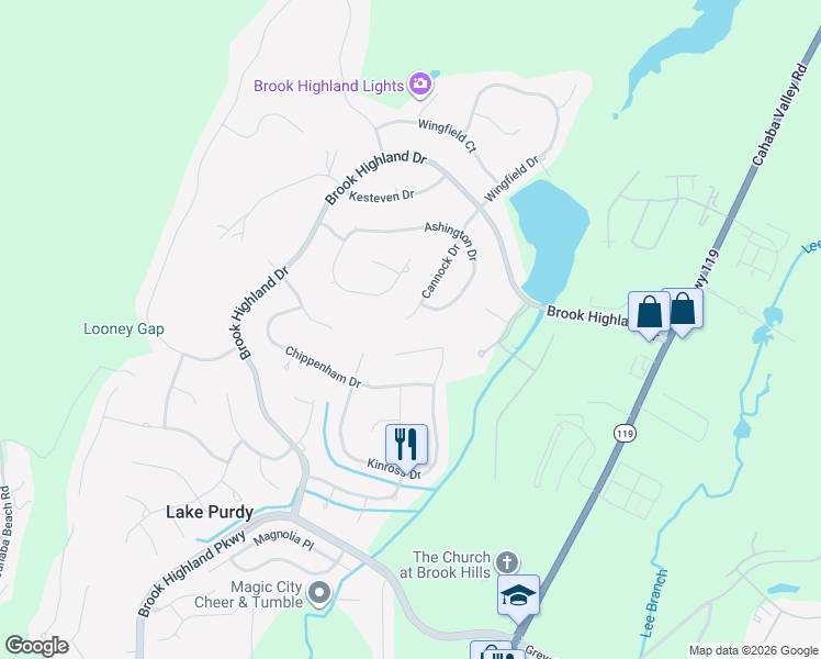 map of restaurants, bars, coffee shops, grocery stores, and more near 3949 Cannock Drive in Birmingham