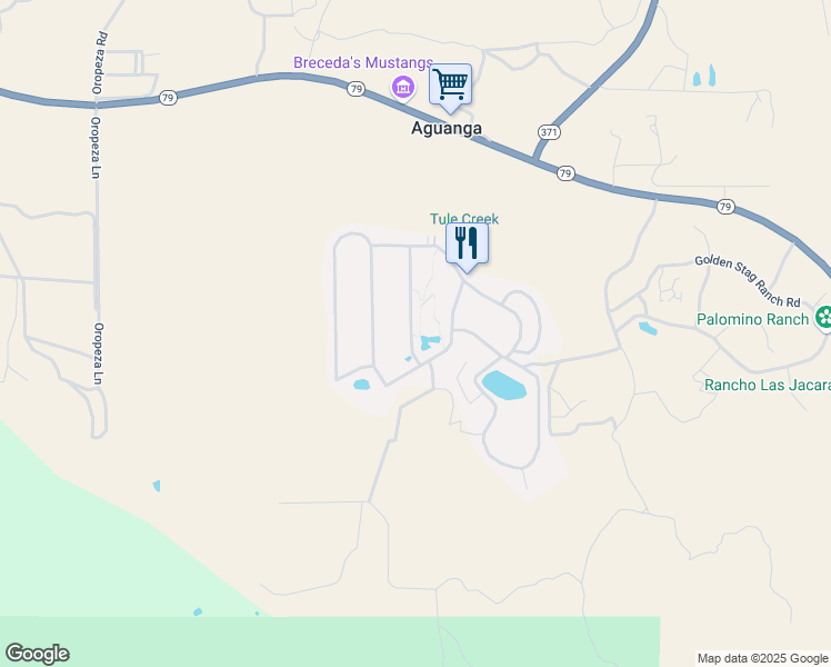 map of restaurants, bars, coffee shops, grocery stores, and more near 45525 California 79 in Aguanga