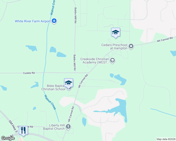 map of restaurants, bars, coffee shops, grocery stores, and more near 2630 Mount Carmel Road in Hampton