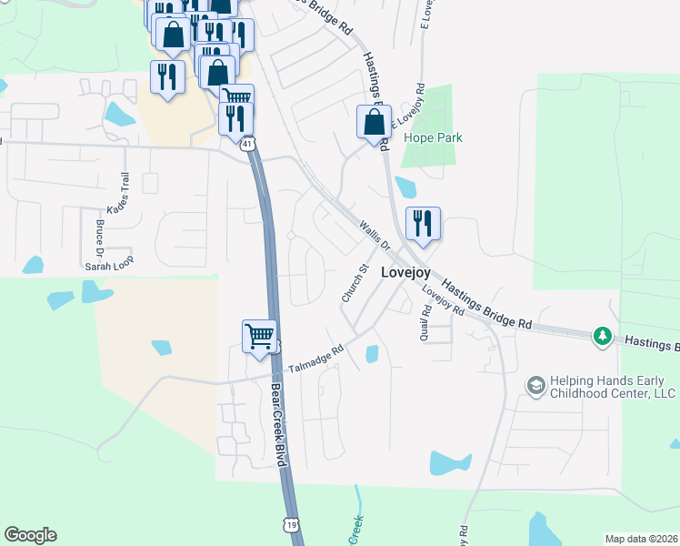 map of restaurants, bars, coffee shops, grocery stores, and more near 2299 Elsie Way in Hampton