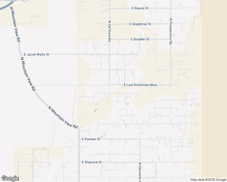 map of restaurants, bars, coffee shops, grocery stores, and more near 5283 East Lost Dutchman Boulevard in Apache Junction